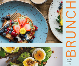 A book cover with variety of food on plates